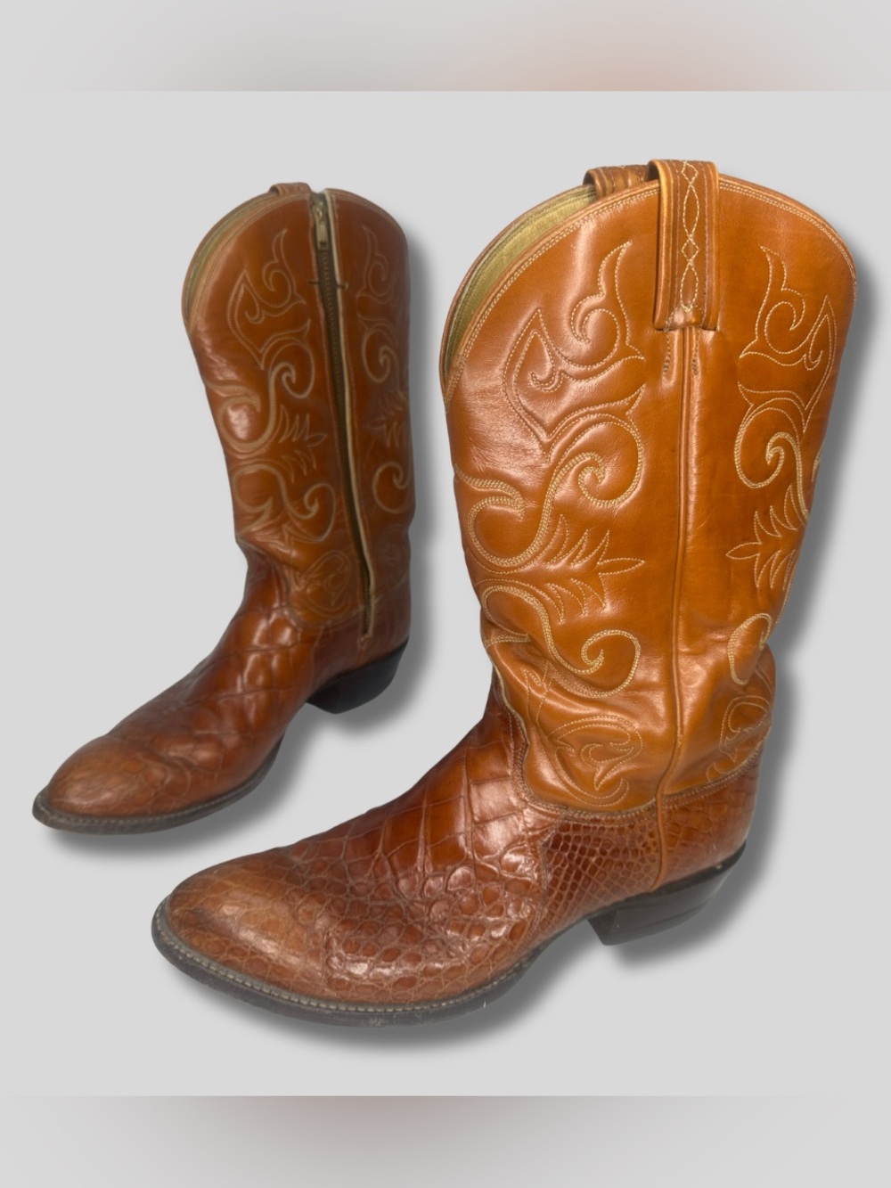 Vintage Tony Lama El Rey Crocodile Western Boots Men’s 11D Brown USA